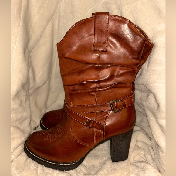 Roper Boots 10 M Brown Slouch Western Boot Vegan NWOB - Picture 7 of 12